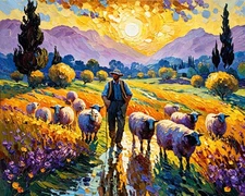Leonid Afremov THE HAPPY FARMER Oil Painting 30"x24" by Official Studio GICLEE