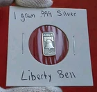 Liberty Bell 🔔 1 Gram .999 Fine Pure Silver Bullion Bar Ingot Coin