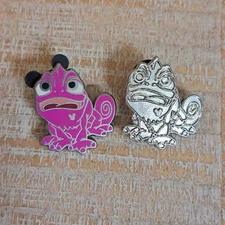 2 Disney Tangled Pins Hidden Mickey Pascal the Chameleon 1 of 10 & Pink 1 of 5
