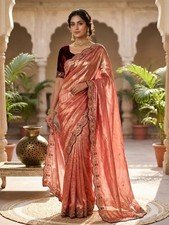 NEW SARI PARTY WEAR SAREE BLOUSE INDIAN PAKISTANI WEDDING DESIGNER BOLLYWOOD