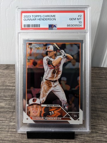 Topps 2023 Chrome Gunnar Henderson Batting #2 RC Base Set Orioles PSA 10