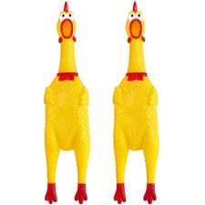 Xeehwb 2 Pcs Large Rubber Chicken,Screaming Chicken Dog Toys,Yellow Rubber Sq...