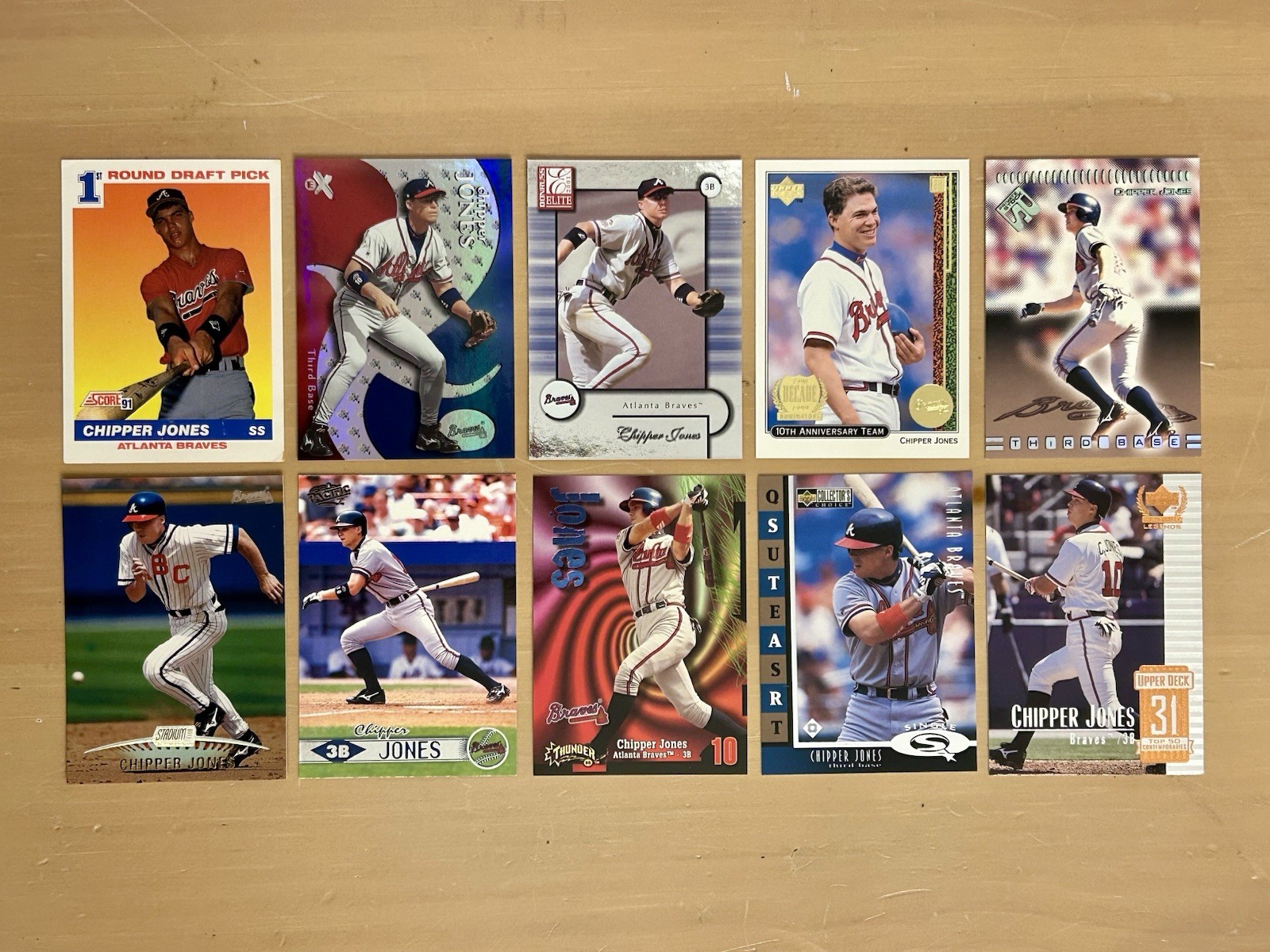 *CHIPPER JONES* 10 Card HOF Lot w/ RC! 1991-2000 Mid-High Grade Premium! Braves!