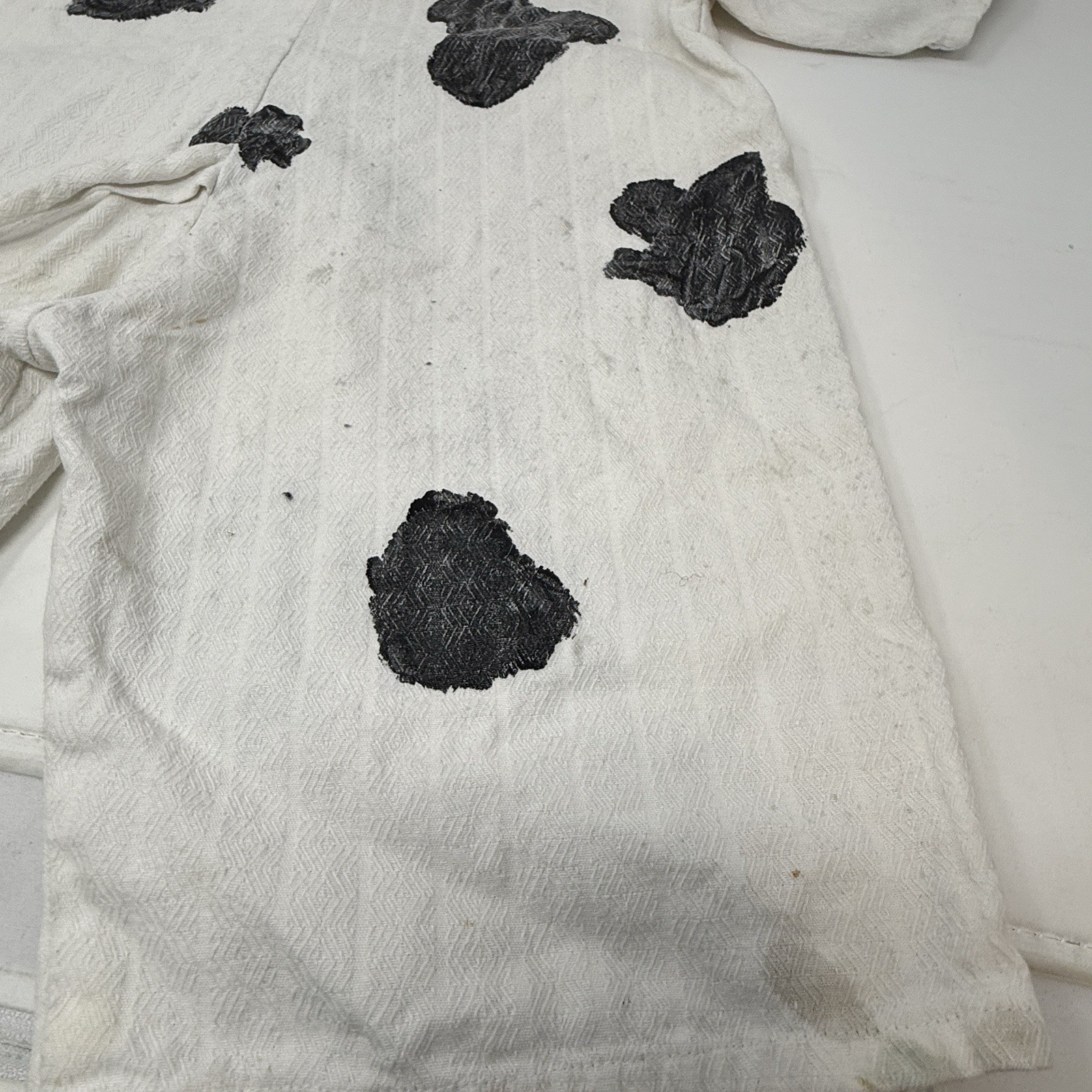 Cow Costume Toddler 2T White Black Full Body 2-Piece Homemade Pretend Play FLAW