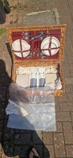 Image of 1 off Original 4 Person Wicker Picnic Basket, Plates,Cups,Glasses. Unique