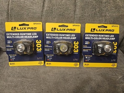 (3) LUX PRO LP345V2 Multi-Color LED Headlamp 303 Lumens Waterproof 