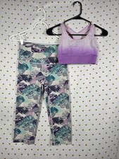 Victorias secret pink leggings  sports bra set tank xs cropped capri