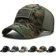 Camouflage Baseball Cap American Flag USA Detacheable Patch - Tactical Army Hats