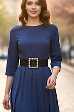 FAUX PEARLS ON LUSTROUS GOLD SQUARE FRAME BUCKLE WIDE FASHION BELT
