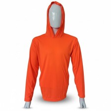 Hi Viz Orange Long Sleeve Shirts With Hood, polyester mesh.
