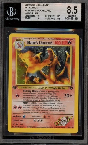 Pokemon Blaine's Charizard Gym Challenge 1st Edition Holo Rare #2 BGS 8.5