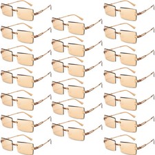 Rimless Rectangle Sunglasses Gradient Lens UV400 Beach Vacation Shades Set