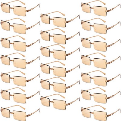 Rimless Rectangle Sunglasses Gradient Lens UV400 Beach Vacation Shades Set