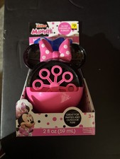 Disney Junior Minnie Mouse Mini Bubble Machine with 2 oz Bubbles Playful New