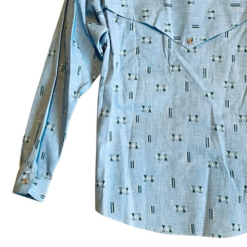 Rocky Mountain Vintage Women’s XS Blue Aztec Cutout Western Shirt Button Front - Picture 8 of 12