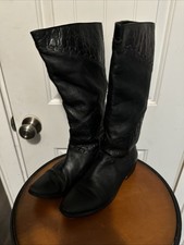 Cowboy Boots Western Stitch Detail Black Boots Women's Size 8