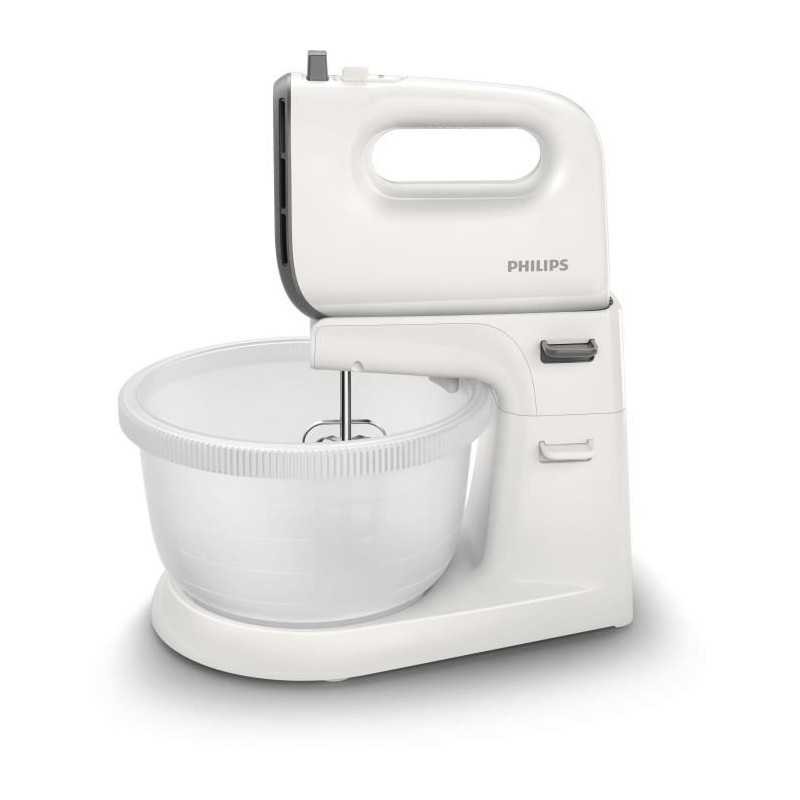 Batteur Philips HR3745/00 avec bol rotatif de 3 L et moteur 450 W blanc