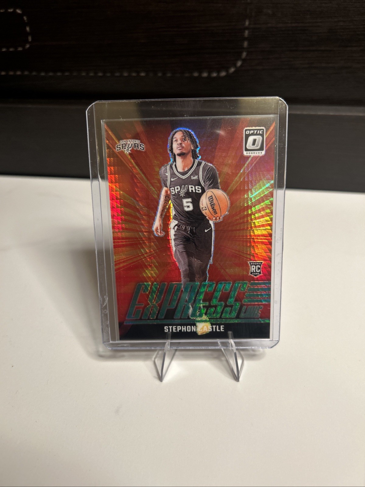 2024-25 Panini Optic Stephon Castle #1 EXPRESS LANE HYPER GREEN PRIZM /249