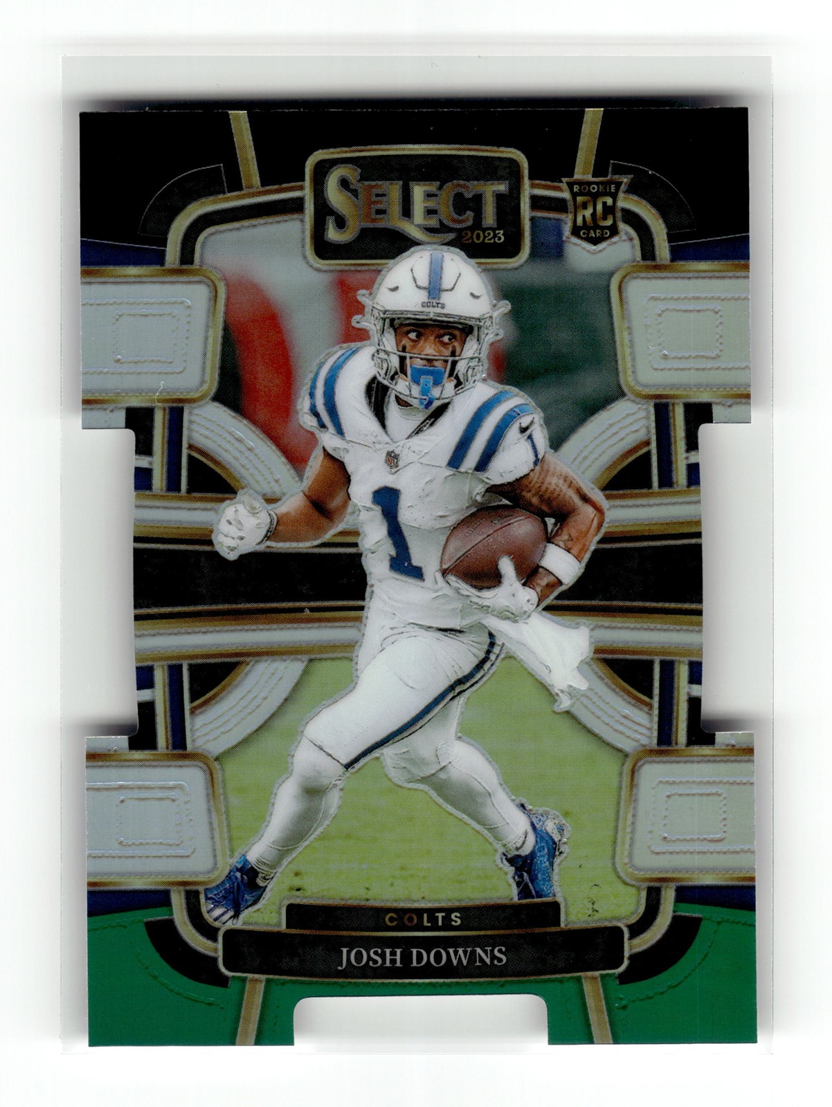 Josh Downs 2023 Panini Select #44 Colts Black and Green Prizms Die Cuts