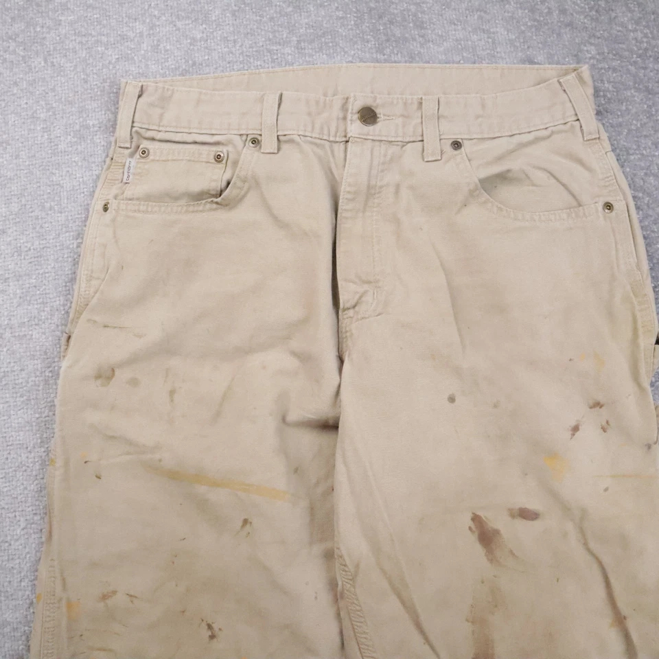 Pantalones de carpintero Carhartt para hombre holgados beige pintor aplastado 34x34 Foto 4 de 4