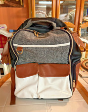 Itzy Ritzy Large Boss Black Brown Cream Herringbone Backpack Diaper Bag READ