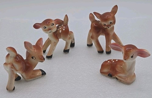 4er Set Porzellan Keramik Mini Hirsch Rehkitz Figuren JAPAN - Bild 1 von 21