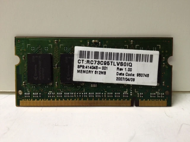 Chips HP 414045-001 512 MB PC2-5300 667 MHz DDR2 SO-DIMM OEM-HP QIMONDA *S/H gratis Foto 2 de 2