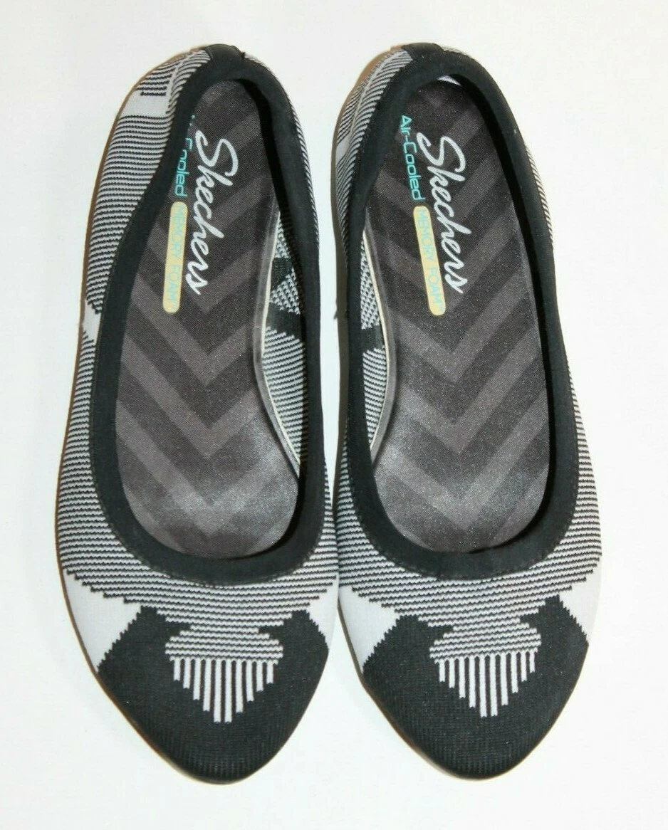 Skechers black and white flats sales
