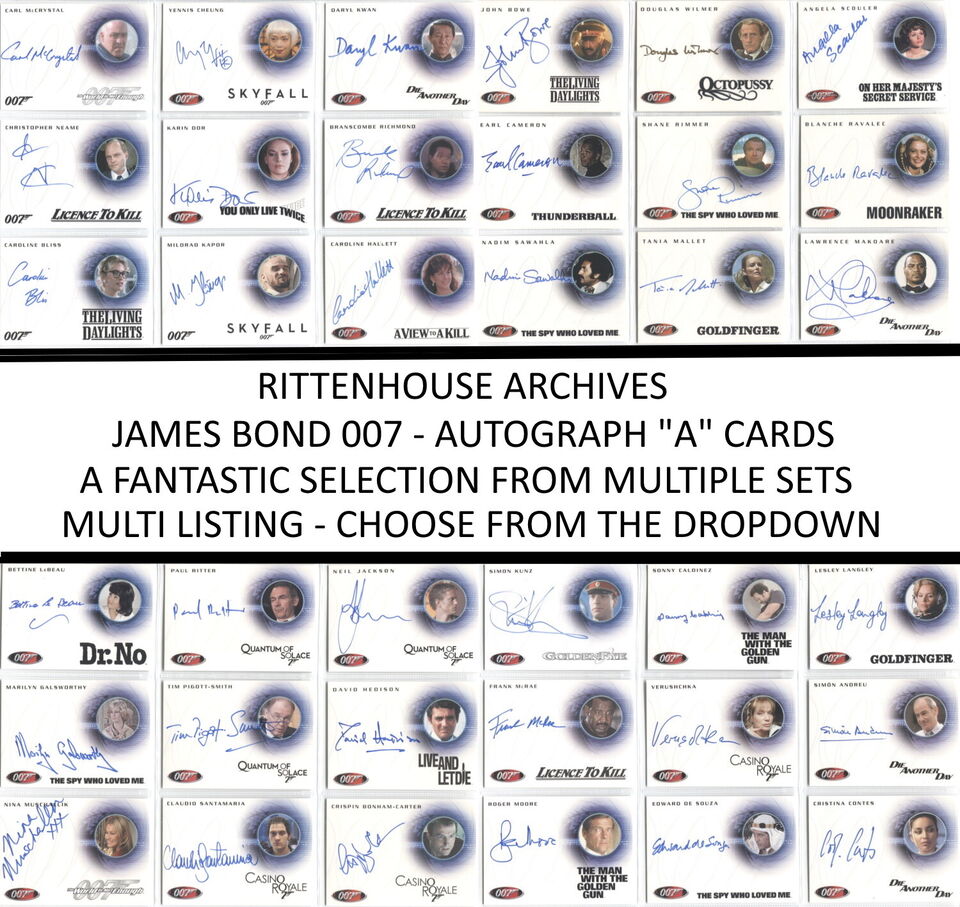 JAMES BOND 007 -  RITTENHOUSE  "A" AUTOGRAPH TRADING CARDS - Multi Listing