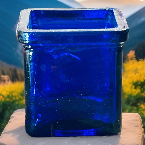 Cobalt Blue Square Glass Candle Votive Tea-light Holder 3" Made in Italy - Picture 4 of 11