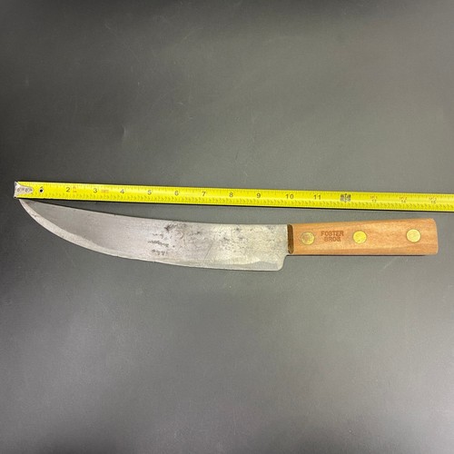 US FOSTER BROS. 15"LONG KNIFE VINTAGE 10" BLAGE BRASS RIBES - Picture 9 of 10