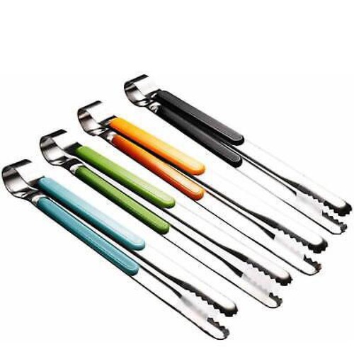 4Pcs Stainless Steel Kitchen Tongs Serving Tongs for Cooking 10"Metal Food Tongs