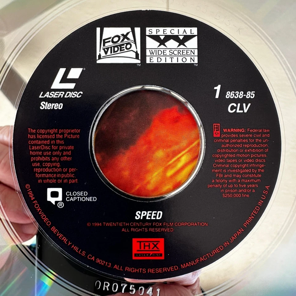 SPEED Special Widescreen Edition 12” Laserdisc THX EX/EX Free Shipping - Image 4 of 4