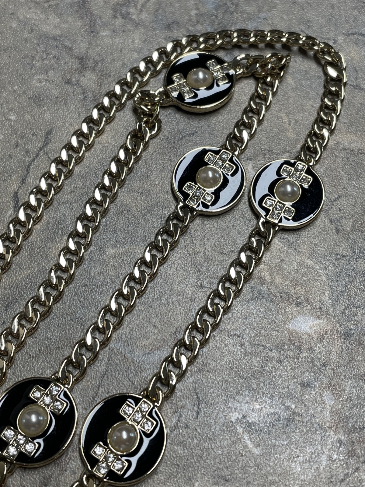 Vintage SHB Costume Jewelry Necklace Nice Quality 36” Gold Tone Pearl Diamond eBay