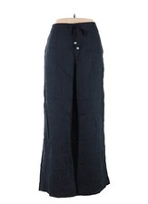 NEW Ralph Lauren Black Label Women 16 Navy Blue Wide Leg 100 Linen Dress Pants