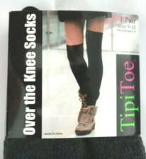 Women's Over The Knee Thigh High boot Socks Charcoal Gray School Girl light Knit