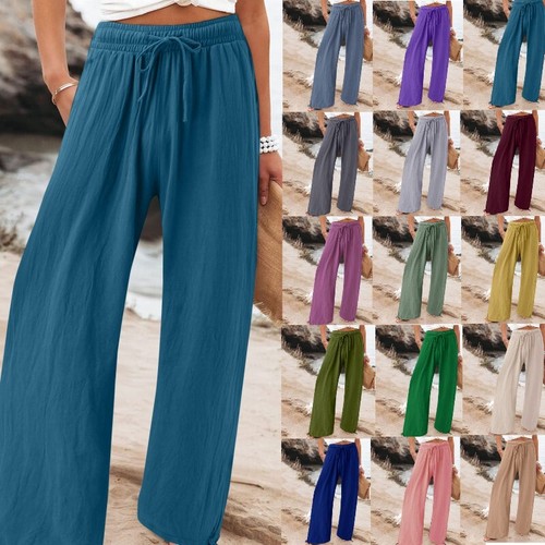 Clearance Under $15 Yteetum Womens Wide Leg Pants Summer Loose High Waist Straight Leg Pants Ladies Casual Comfy Stretch Breathable Running Workout Lounge P