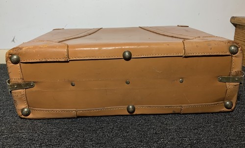 Vintage 50s GS Stylite Philadelphia PA Deluxe Suitcase Light Brown Leather Case - Picture 19 of 21