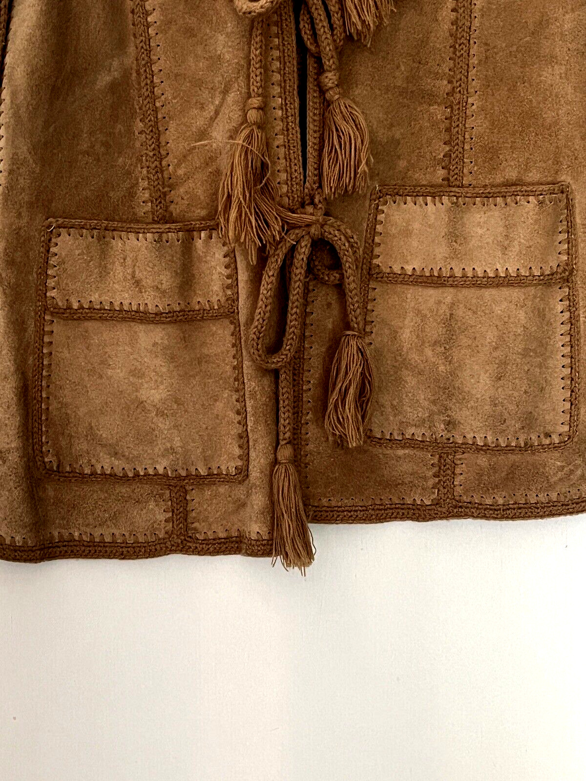 70's Genuine Leather Suede Panel Hoodie Jacket Kn… - image 4