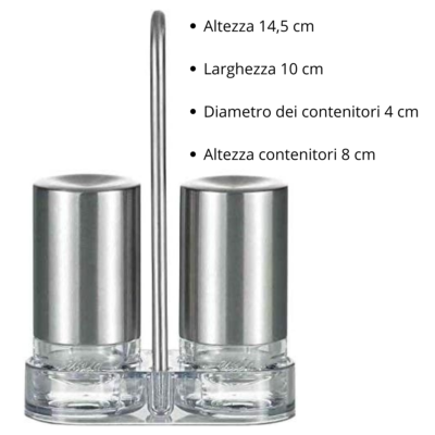 Macina Sale e Pepe, Spezie, Portaspezie, Set da 2 in Acciaio Inox, Saliera e Macinapepe, Ceramica, Argentato, Relaxdays | Leroy Merlin