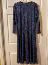 Stuart Alan Petites Vintage Floral Maxi Dress Semi Sheer 12P U.S.A. Cottage Core