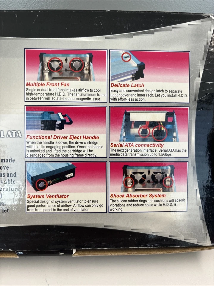 KINGWIN KF-813-BK Aluminum Mobile Rack Kit for 3.5" SATA hdd w/triple fan - Image 3 of 4