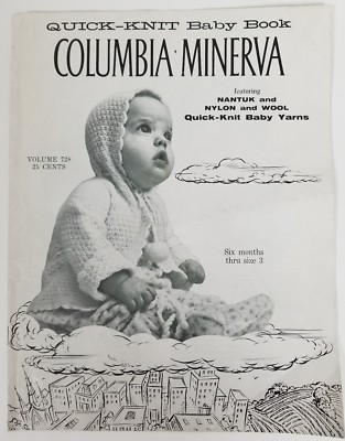 1960s Columbia Minerva 728 Quick Knit Baby Book Sweater Hats Booties Layette Set