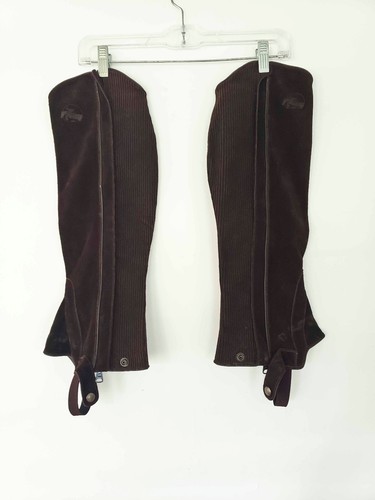 Grand Prix Half Chaps With Rib Leather Stretch Panel|BROWN/15-18 - Picture 2 of 3