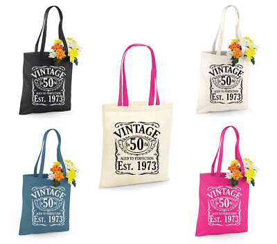 50th Birthday Gifts Shopping Tote Bag Vintage Since 1974 Funny Present  Women Men UK