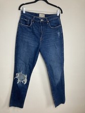 Pantalones de mezclilla We The Free Button Fly pierna recta rasgados talla 31 para mujer tiro alto