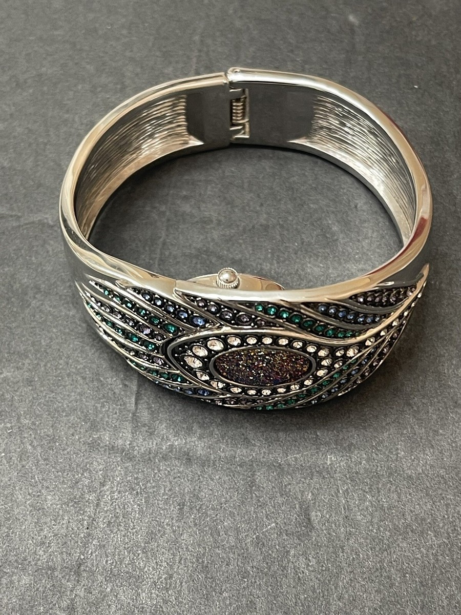 Victoria Wieck Peacock Feather Crystals Druzy Cuff Bracelet  display picture 1