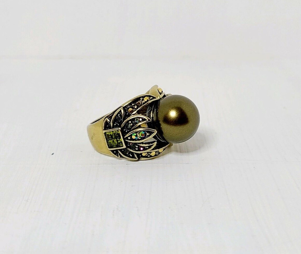 Heidi Daus Large Simulated Solitaire Tahitian Pea… - image 5