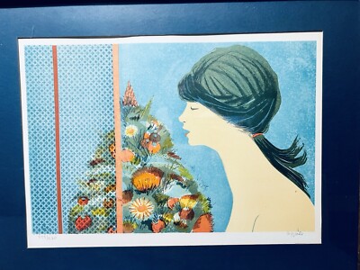 Vintage 1960 Lithograph Giulio Vito Poggiali Signed COA Limited Ed. Italy Framed