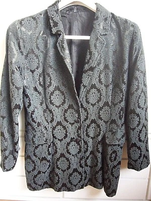 💙Blazer-Jacke Brokat*Schwarz*36 S #Vintage Glam-Rock Viktorianisch Grunge Boho - Bild 1 von 4